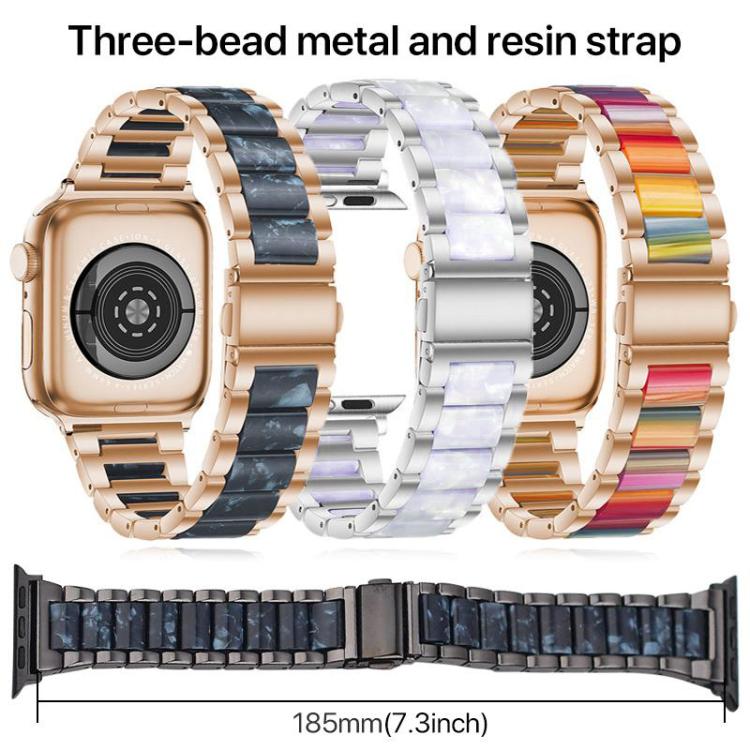 Cinturino per orologio xDfind con tre perline in metallo e resina, For Apple Watch 42 / 44 / 45 / 46 / 49mm