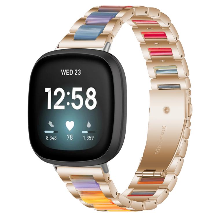 Cinturino per orologio xDfind con tre perline in metallo e resina, For Fitbit Versa 4 / 3 / Sense 2 / Sense