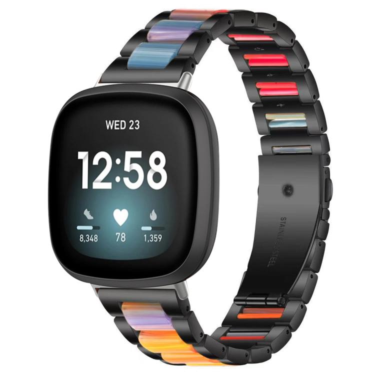 Cinturino per orologio xDfind con tre perline in metallo e resina, For Fitbit Versa 4 / 3 / Sense 2 / Sense