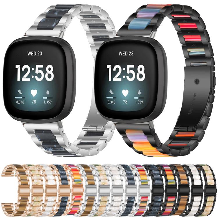 Cinturino per orologio xDfind con tre perline in metallo e resina, For Fitbit Versa 4 / 3 / Sense 2 / Sense