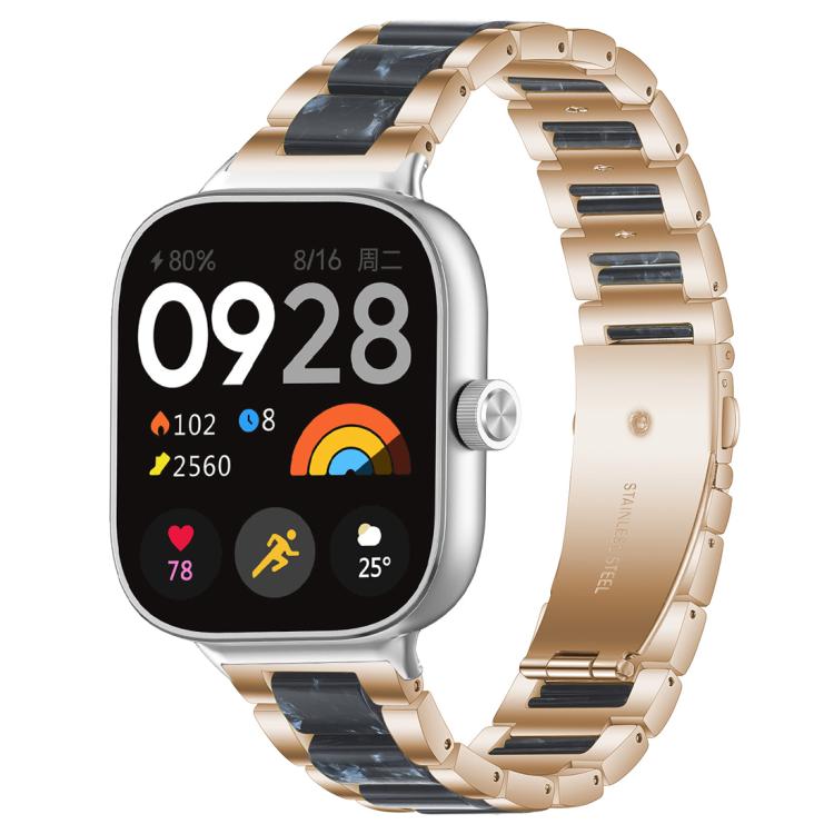 Cinturino per orologio xDfind con tre perline in metallo e resina, For Redmi Watch6/5/4/Xiaomi Band 9 Pro/8 Pro, For Xiaomi Smart Band 10 / 9 / 8