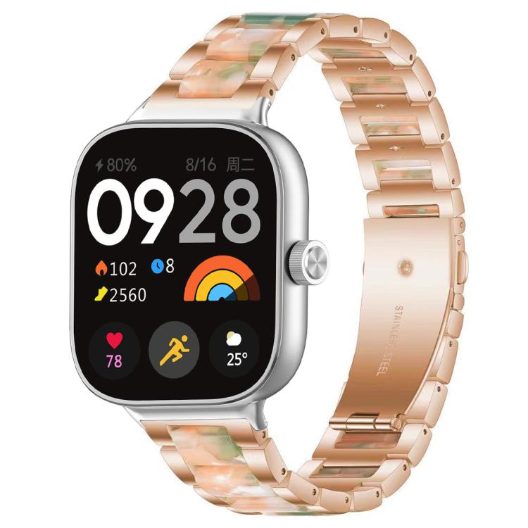Cinturino per orologio xDfind con tre perline in metallo e resina, For Redmi Watch6/5/4/Xiaomi Band 9 Pro/8 Pro, For Xiaomi Smart Band 10 / 9 / 8