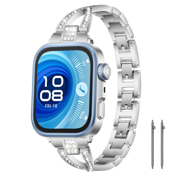 Cinturino per orologio xDfind in metallo con diamanti a fila singola a forma di X, 22mm, 20mm, 18mm