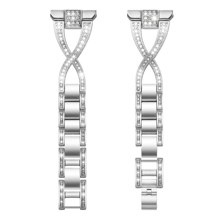 Cinturino per orologio xDfind in metallo con diamanti a fila singola a forma di X, 22mm, 20mm, 18mm