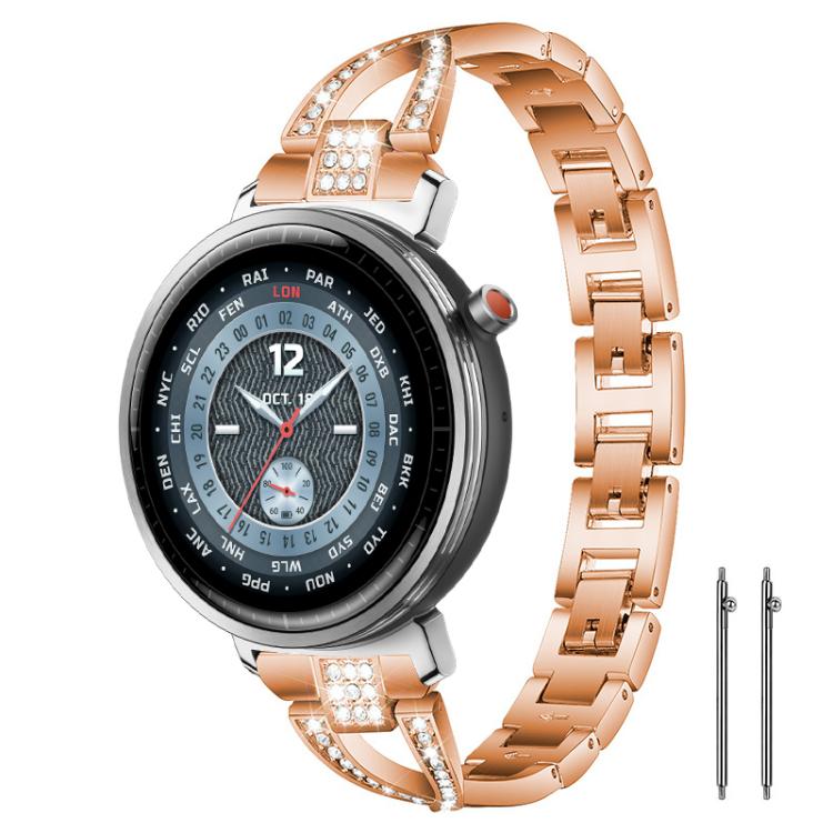 Cinturino per orologio xDfind in metallo con diamanti a fila singola a forma di X, 22mm, 20mm, 18mm