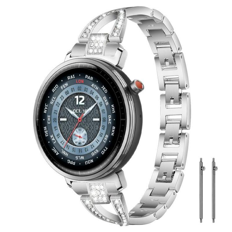 Cinturino per orologio xDfind in metallo con diamanti a fila singola a forma di X, 22mm, 20mm, 18mm