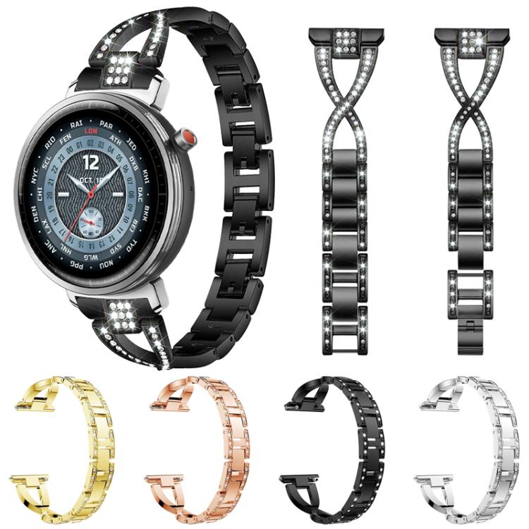 Cinturino per orologio xDfind in metallo con diamanti a fila singola a forma di X, 22mm, 20mm, 18mm