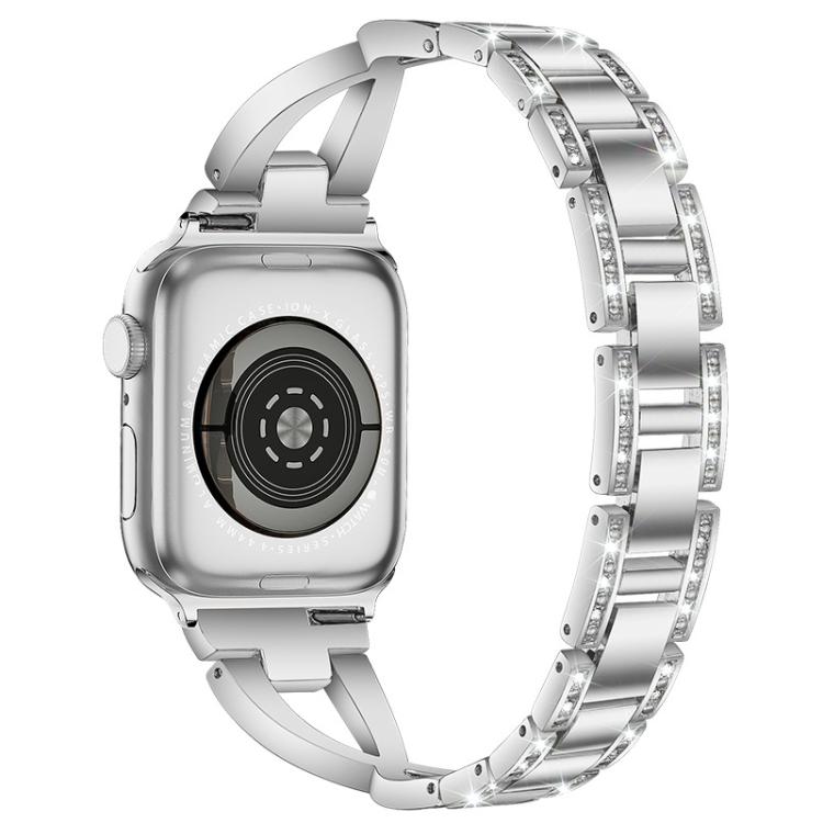 Cinturino per orologio xDfind in metallo con diamanti a fila singola a forma di X, For Apple Watch 42 / 44 / 45 / 46 / 49mm, For Apple Watch 38 / 40 / 41 / S10 42mm