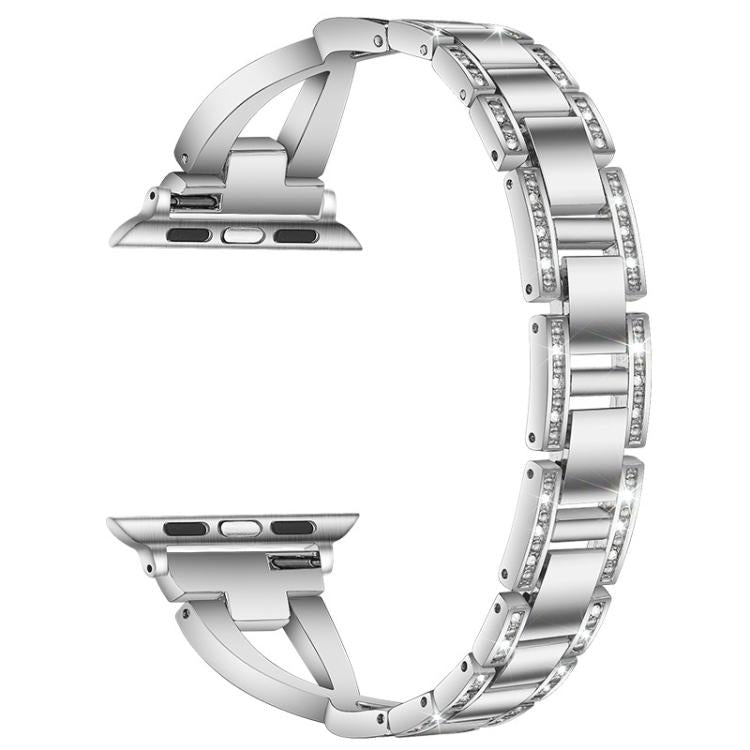 Cinturino per orologio xDfind in metallo con diamanti a fila singola a forma di X, For Apple Watch 42 / 44 / 45 / 46 / 49mm, For Apple Watch 38 / 40 / 41 / S10 42mm