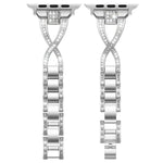 Cinturino per orologio xDfind in metallo con diamanti a fila singola a forma di X, For Apple Watch 42 / 44 / 45 / 46 / 49mm, For Apple Watch 38 / 40 / 41 / S10 42mm