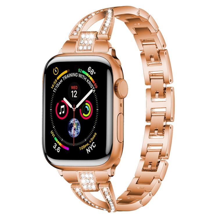 Cinturino per orologio xDfind in metallo con diamanti a fila singola a forma di X, For Apple Watch 42 / 44 / 45 / 46 / 49mm, For Apple Watch 38 / 40 / 41 / S10 42mm