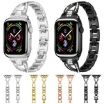 Cinturino per orologio xDfind in metallo con diamanti a fila singola a forma di X, For Apple Watch 42 / 44 / 45 / 46 / 49mm, For Apple Watch 38 / 40 / 41 / S10 42mm