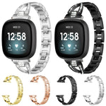 Cinturino per orologio xDfind in metallo con diamanti a fila singola a forma di X, For Fitbit Versa 4 / 3 / Sense 2 / Sense