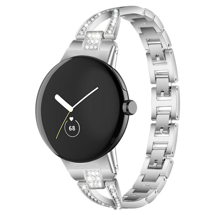 Cinturino per orologio xDfind in metallo con diamanti a fila singola a forma di X, For Google Pixel Watch 4 / 3 / 2 / 1 41mm