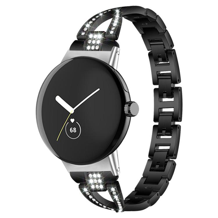 Cinturino per orologio xDfind in metallo con diamanti a fila singola a forma di X, For Google Pixel Watch 4 / 3 / 2 / 1 41mm