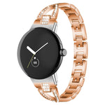 Cinturino per orologio xDfind in metallo con diamanti a fila singola a forma di X, For Google Pixel Watch 4 / 3 / 2 / 1 41mm