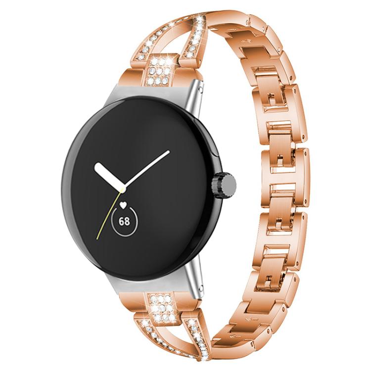Cinturino per orologio xDfind in metallo con diamanti a fila singola a forma di X, For Google Pixel Watch 4 / 3 / 2 / 1 41mm
