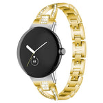 Cinturino per orologio xDfind in metallo con diamanti a fila singola a forma di X, For Google Pixel Watch 4 / 3 / 2 / 1 41mm