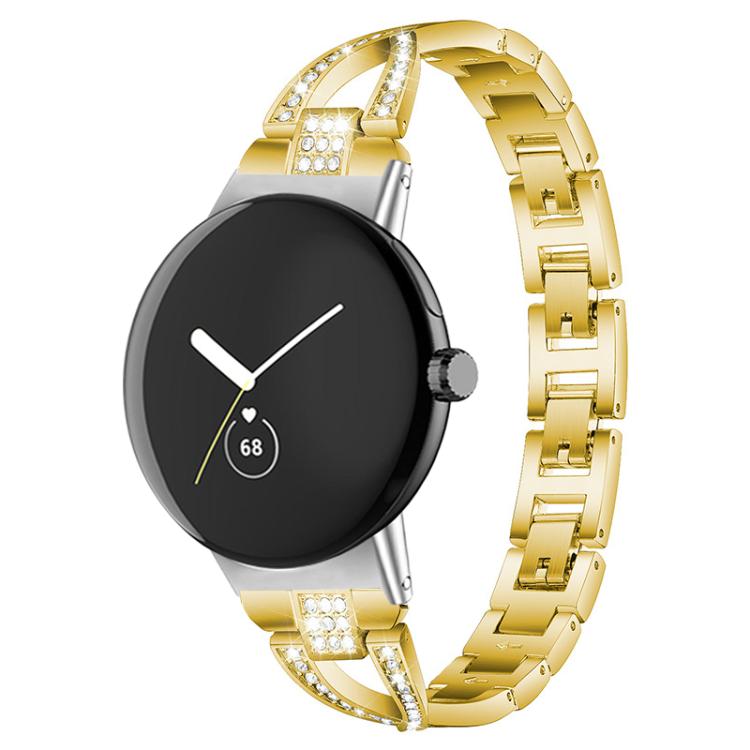 Cinturino per orologio xDfind in metallo con diamanti a fila singola a forma di X, For Google Pixel Watch 4 / 3 / 2 / 1 41mm