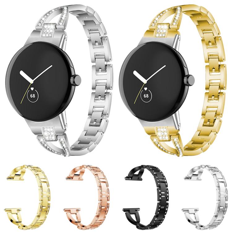 Cinturino per orologio xDfind in metallo con diamanti a fila singola a forma di X, For Google Pixel Watch 4 / 3 / 2 / 1 41mm