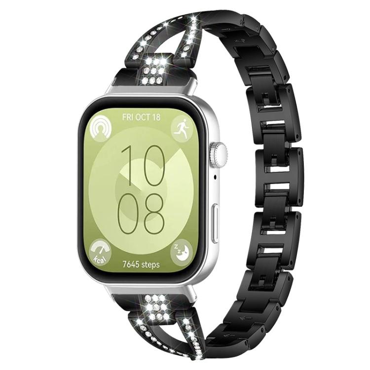 Cinturino per orologio xDfind in metallo con diamanti a fila singola a forma di X, For Huawei Watch Fit4 / Fit4 Pro / Fit3