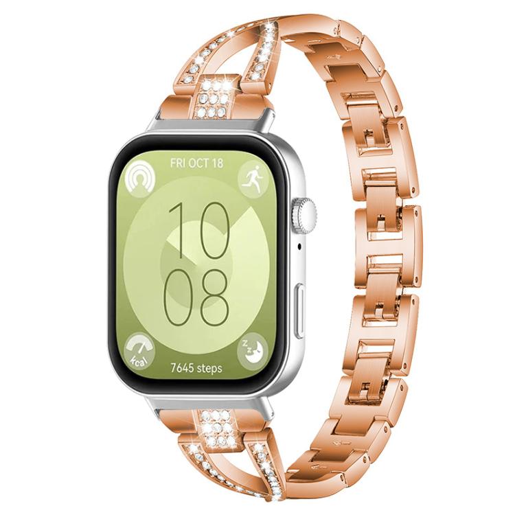 Cinturino per orologio xDfind in metallo con diamanti a fila singola a forma di X, For Huawei Watch Fit4 / Fit4 Pro / Fit3