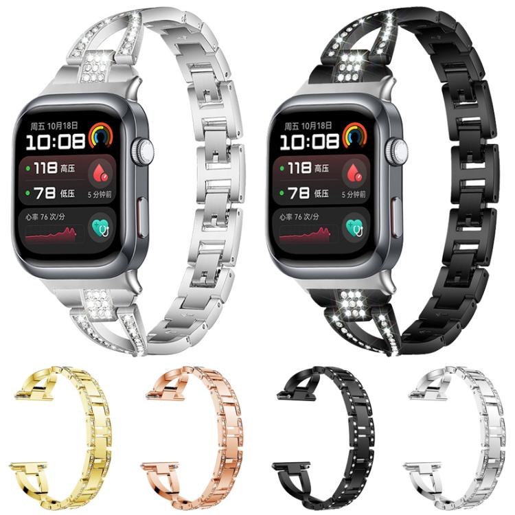 Cinturino per orologio xDfind in metallo con diamanti a fila singola a forma di X, For Huawei Watch Fit4 / Fit4 Pro / Fit3