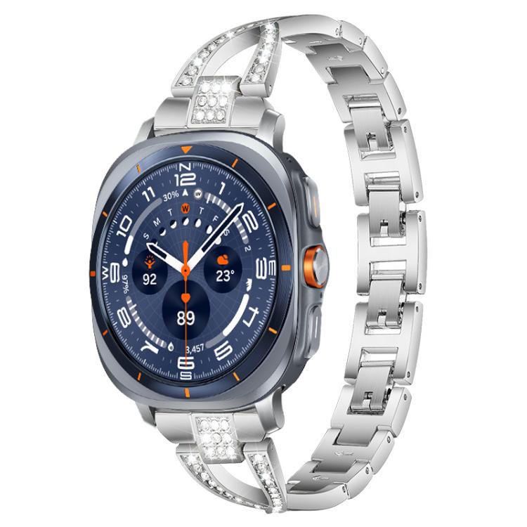 Cinturino per orologio xDfind in metallo con diamanti a fila singola a forma di X, For Samsung Galaxy Watch Ultra/Ultra 2025, For Samsung Galaxy Watch8 / 8 Classic, For Samsung Galaxy Watch 7 / 6 / 5 / FE