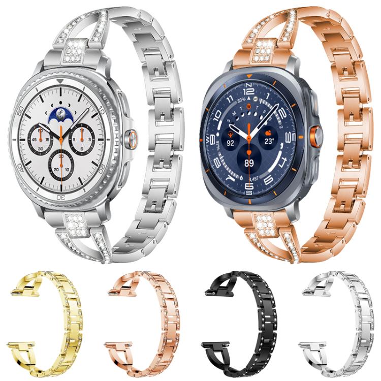 Cinturino per orologio xDfind in metallo con diamanti a fila singola a forma di X, For Samsung Galaxy Watch Ultra/Ultra 2025, For Samsung Galaxy Watch8 / 8 Classic, For Samsung Galaxy Watch 7 / 6 / 5 / FE
