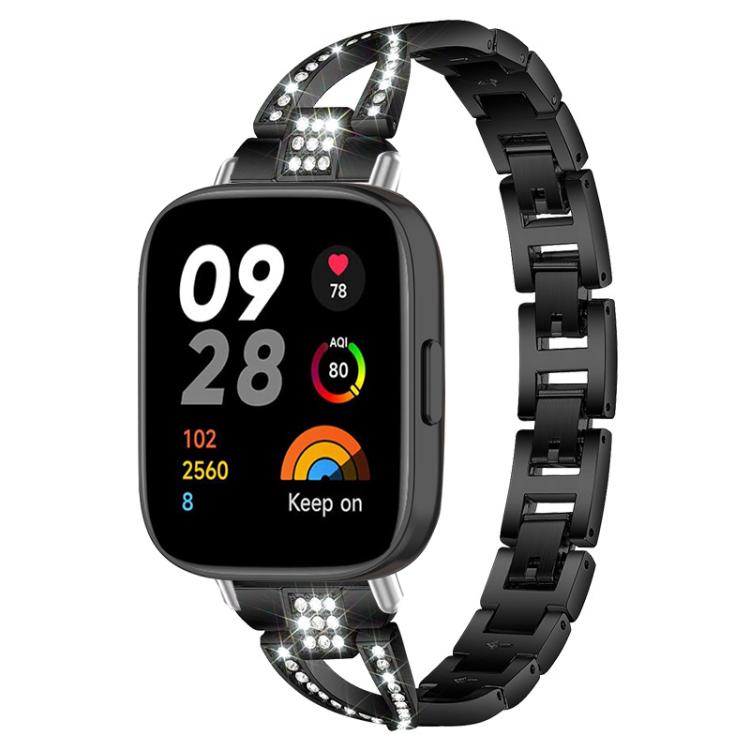 Cinturino per orologio xDfind in metallo con diamanti a fila singola a forma di X, For Xiaomi Band 9 Pro/8 Pro/Redmi Watch6/5/4, For Redmi Watch 3