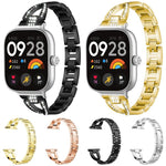 Cinturino per orologio xDfind in metallo con diamanti a fila singola a forma di X, For Xiaomi Band 9 Pro/8 Pro/Redmi Watch6/5/4, For Redmi Watch 3