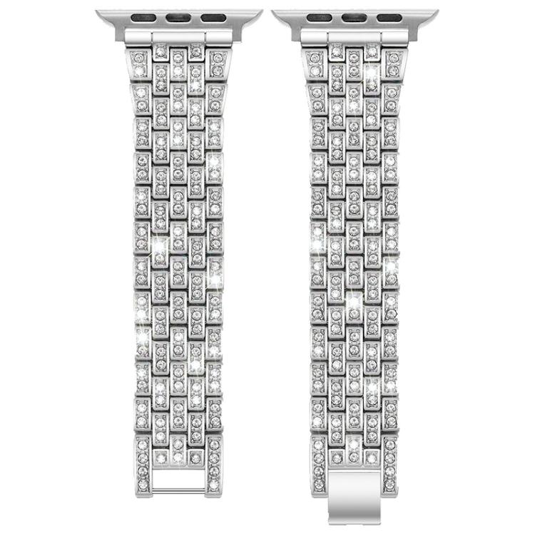 Cinturino per orologio xDfind Five Beads Full Diamond in metallo con diamanti, For Apple Watch 42 / 44 / 45 / 46 / 49mm, For Apple Watch 38 / 40 / 41 / S10 42mm