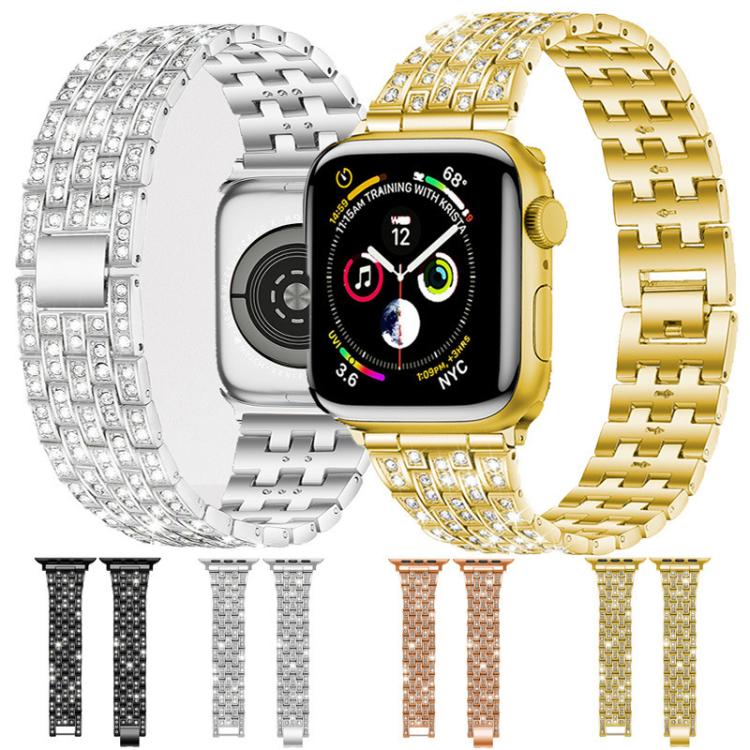 Cinturino per orologio xDfind Five Beads Full Diamond in metallo con diamanti, For Apple Watch 42 / 44 / 45 / 46 / 49mm, For Apple Watch 38 / 40 / 41 / S10 42mm