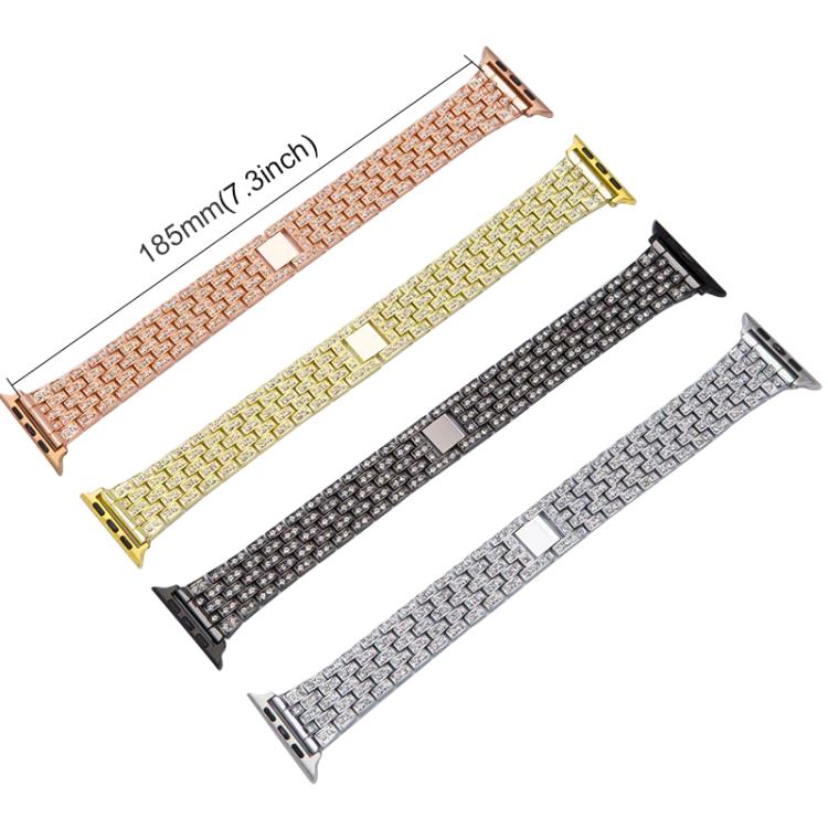 Cinturino per orologio xDfind Five Beads Full Diamond in metallo con diamanti, For Apple Watch 42 / 44 / 45 / 46 / 49mm, For Apple Watch 38 / 40 / 41 / S10 42mm