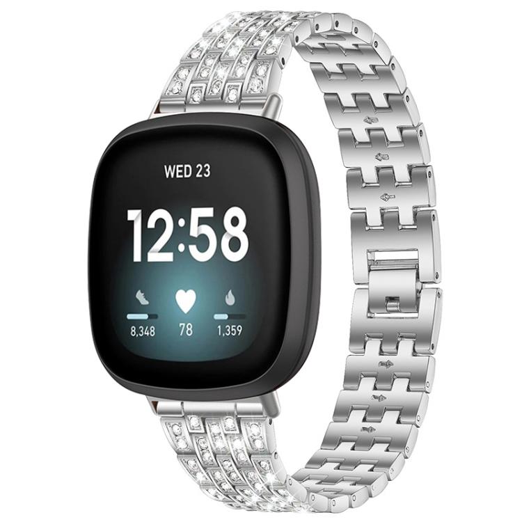 Cinturino per orologio xDfind Five Beads Full Diamond in metallo con diamanti, For Fitbit Versa 4 / 3 / Sense 2 / Sense