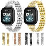 Cinturino per orologio xDfind Five Beads Full Diamond in metallo con diamanti, For Fitbit Versa 4 / 3 / Sense 2 / Sense