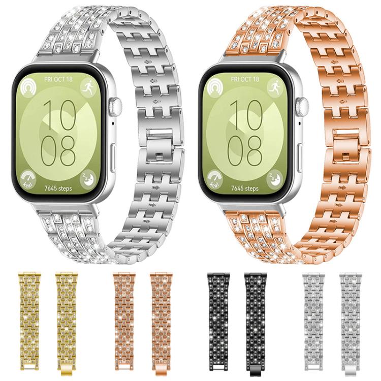 Cinturino per orologio xDfind Five Beads Full Diamond in metallo con diamanti, For Huawei Watch Fit4 / Fit4 Pro / Fit3