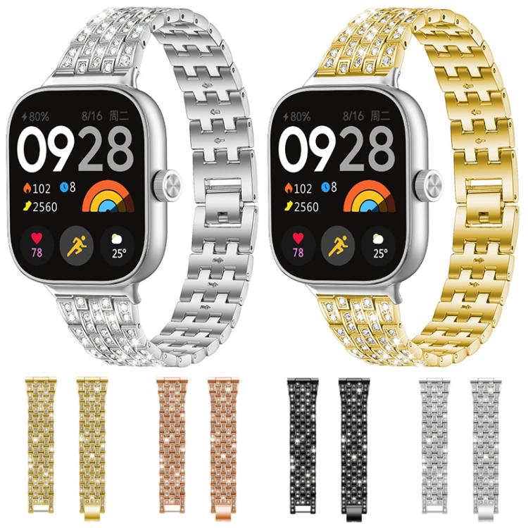 Cinturino per orologio xDfind Five Beads Full Diamond in metallo con diamanti, For Xiaomi Band 9 Pro/8 Pro/Redmi Watch6/5/4