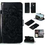 Custodia in pelle sintetica a ribalta orizzontale con motivo mandala in rilievo con supporto e slot per carte e walle e cordino, For Google Pixel 5, For Google Pixel 4a 5G, For Google Pixel 5 XL / Pixel 5 XL