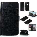 Custodia in pelle sintetica a ribalta orizzontale con motivo mandala in rilievo con supporto e slot per carte e walle e cordino, For Google Pixel 5, For Google Pixel 4a 5G, For Google Pixel 5 XL / Pixel 5 XL