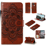 Custodia in pelle sintetica a ribalta orizzontale con motivo mandala in rilievo con supporto e slot per carte e walle e cordino, For Google Pixel 5, For Google Pixel 4a 5G, For Google Pixel 5 XL / Pixel 5 XL
