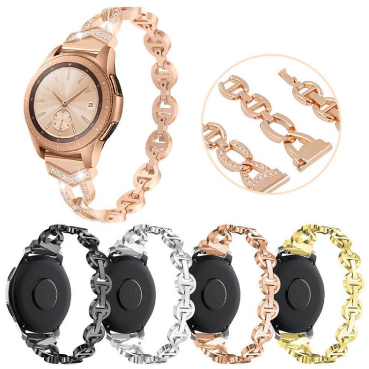 Cinturino per orologio xDfind in acciaio inossidabile con diamanti, 20mm, 22mm