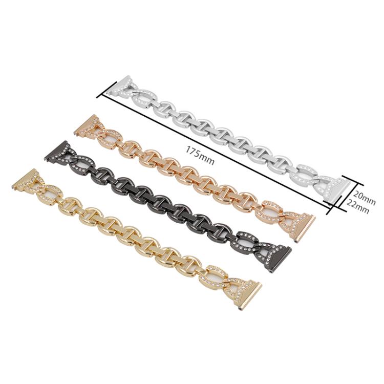 Cinturino per orologio xDfind in acciaio inossidabile con diamanti, 20mm, 22mm