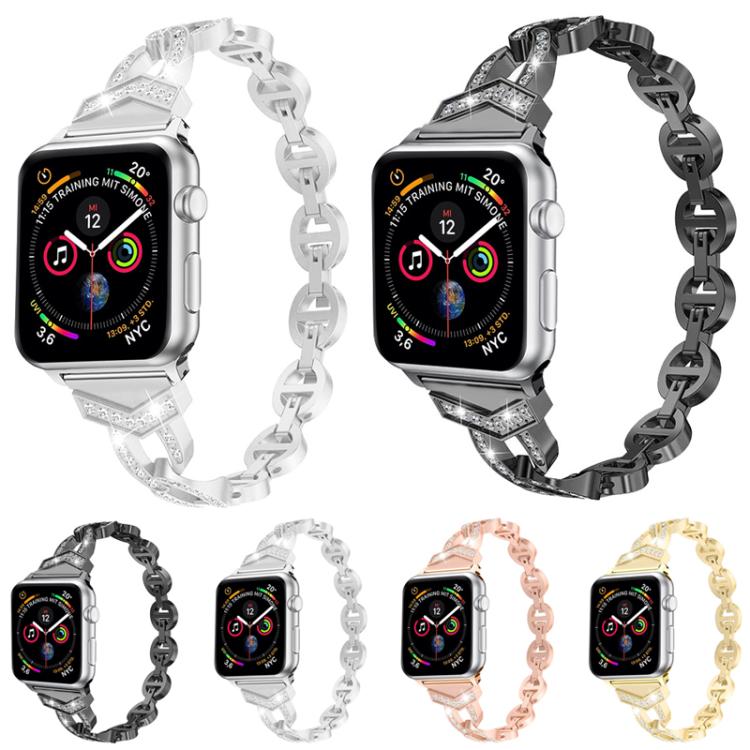 Cinturino per orologio xDfind in acciaio inossidabile con diamanti, For Apple Watch 42 / 44 / 45 / 46 / 49mm, For Apple Watch 38 / 40 / 41 / S10 42mm