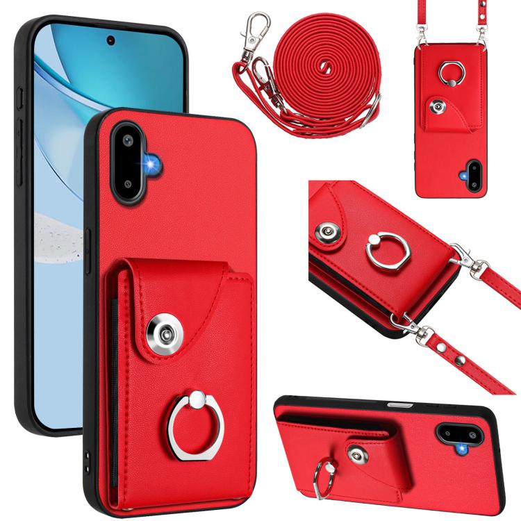 Custodia per telefono con anello porta carte e cordino lungo, For Samsung Galaxy F06 5G / M06 5G