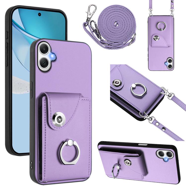 Custodia per telefono con anello porta carte e cordino lungo, For Samsung Galaxy A26 5G, For Samsung Galaxy A06 4G