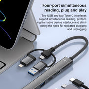 USB / Type-C / 8 Pin to PD, 2 x USB, 2 x Type-C HUB Adapter 5 in 1 Docking Station, 5-in-1