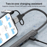 USB / Type-C / 8 Pin to PD, 2 x USB, 2 x Type-C HUB Adapter 5 in 1 Docking Station, 5-in-1