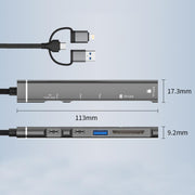 USB / Type-C / 8 Pin to TF / SD Card Reader, USB, Type-C HUB Adapter 5 in 1 Docking Station, 5-in-1 Card Reader