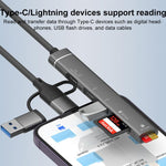 USB / Type-C / 8 Pin to TF / SD Card Reader, USB, Type-C HUB Adapter 5 in 1 Docking Station, 5-in-1 Card Reader